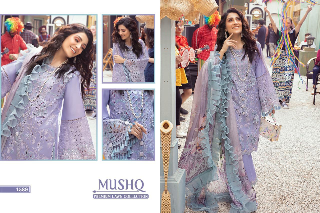 Shree Fab Presents Mushq Premium  Lawn Collection Pure Lawn With Embroidery Work Pakistani Salwar Kameez At Wholesale Rate In Surat
