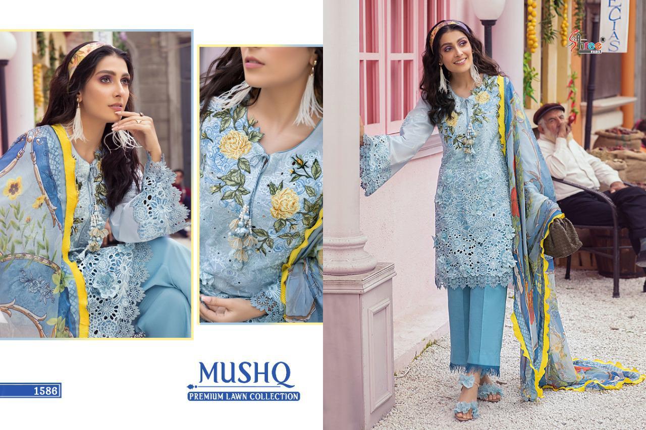 Shree Fab Presents Mushq Premium  Lawn Collection Pure Lawn With Embroidery Work Pakistani Salwar Kameez At Wholesale Rate In Surat