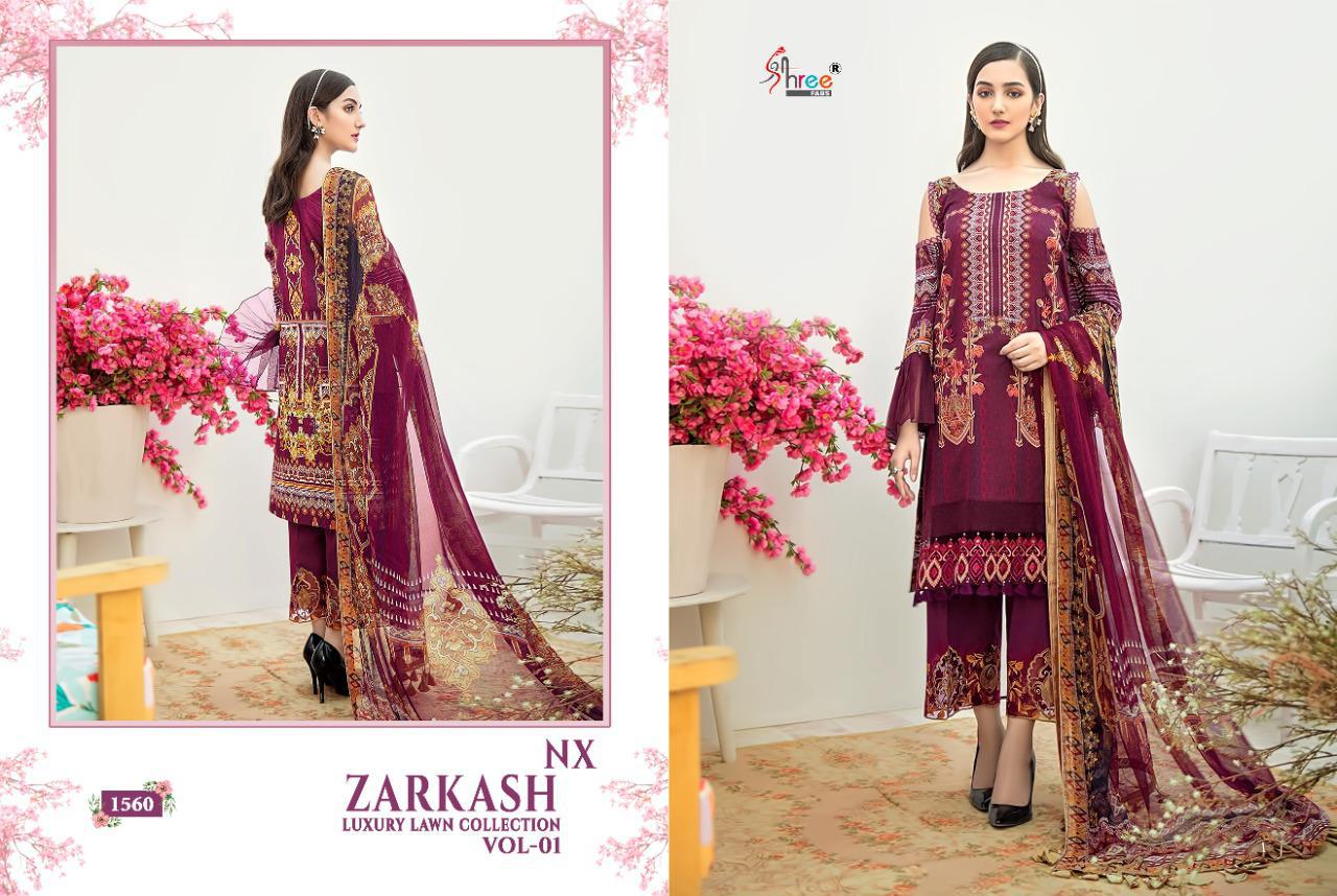 Shree Fab Presants Zarkash Luxury Lawn Collection Vol-01 Nx Pakistani Suits Collections At Wholesale Rate In Surat