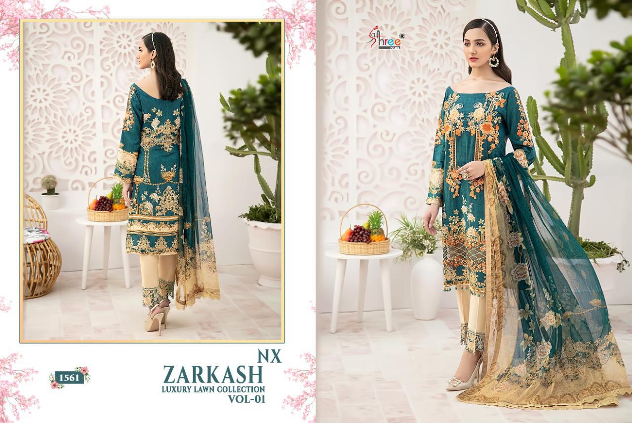 Shree Fab Presants Zarkash Luxury Lawn Collection Vol-01 Nx Pakistani Suits Collections At Wholesale Rate In Surat