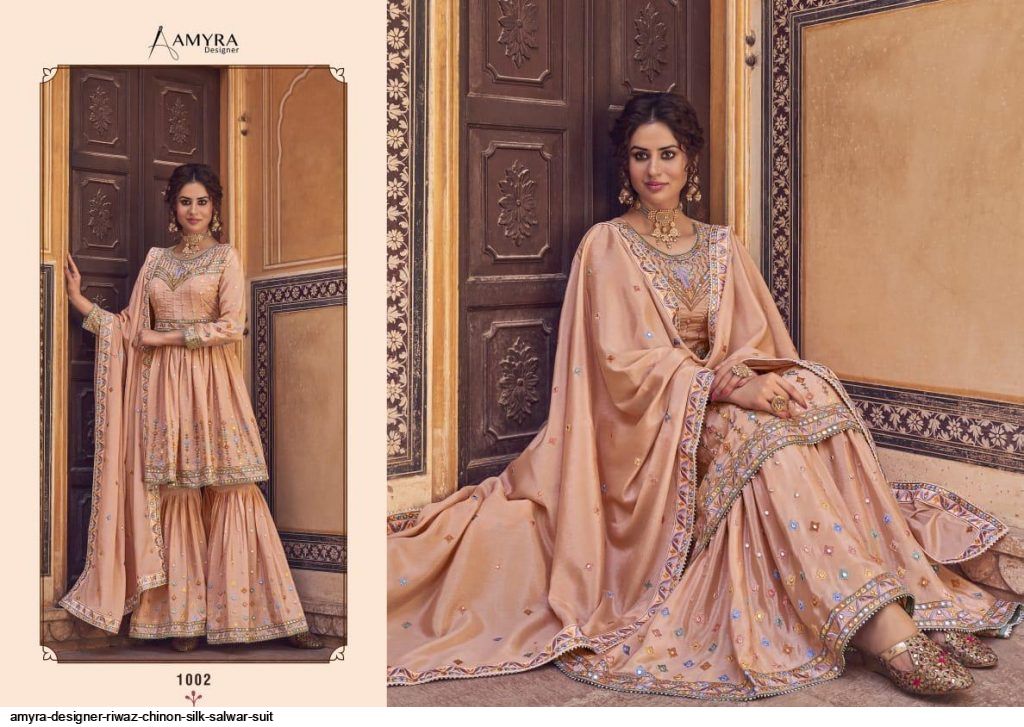 Amyra Designer Presents Nazakat Heavy Georgette With Mirror Embroidery Work Salwar Suits At Wholesale Rate In Surat