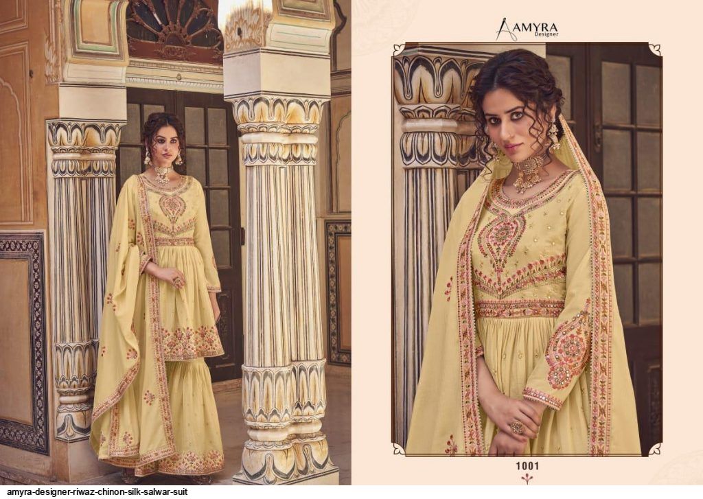 Amyra Designer Presants Riwaz Chinon Silk Salwar Suit At Wholeasle Rate In Surat