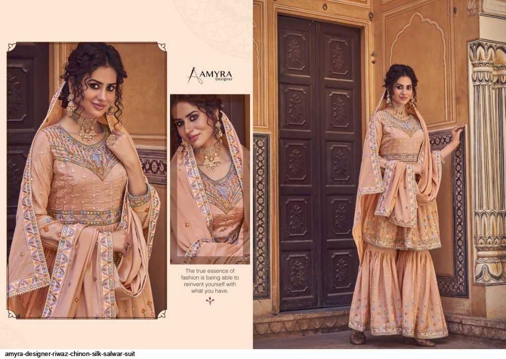 Amyra Designer Presents Nazakat Heavy Georgette With Mirror Embroidery Work Salwar Suits At Wholesale Rate In Surat