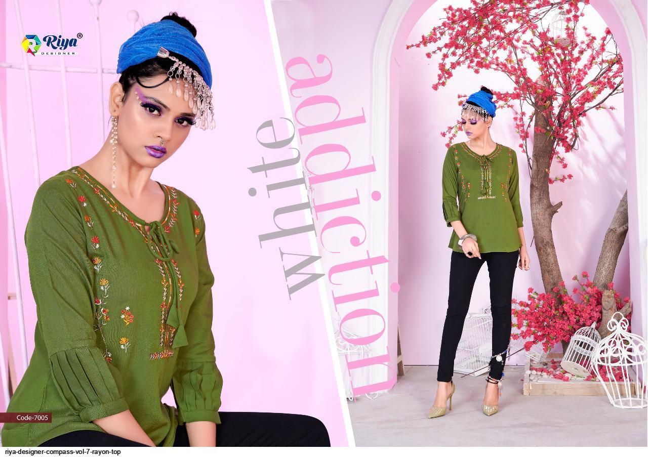 Riya Designer Presants  Compass Vol 7 Rayon Fancy Top Collections At Wholesale Rate In Surat