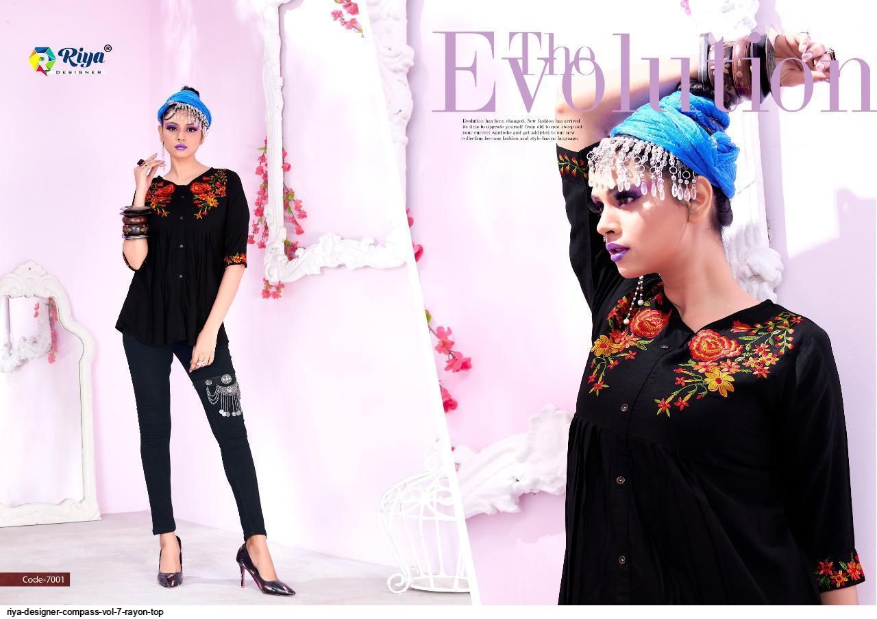 Riya Designer Presants  Compass Vol 7 Rayon Fancy Top Collections At Wholesale Rate In Surat