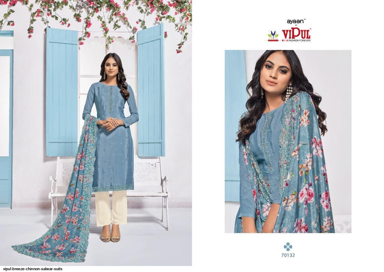 Vipul Fashion Presents Breeze Chinnon Salwar Suits Wholesale Rate In Surat