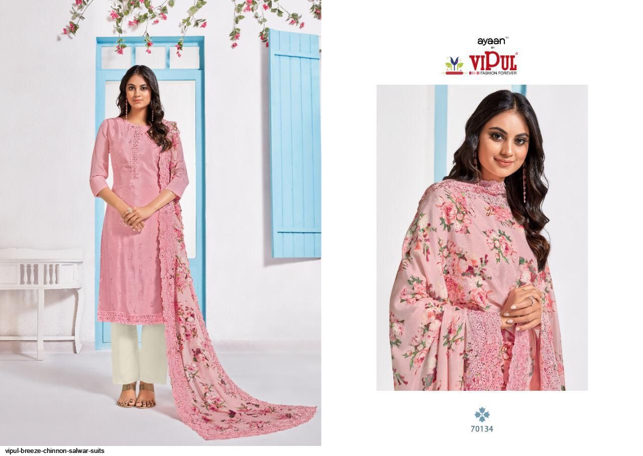 Vipul Fashion Presents Breeze Chinnon Salwar Suits Wholesale Rate In Surat