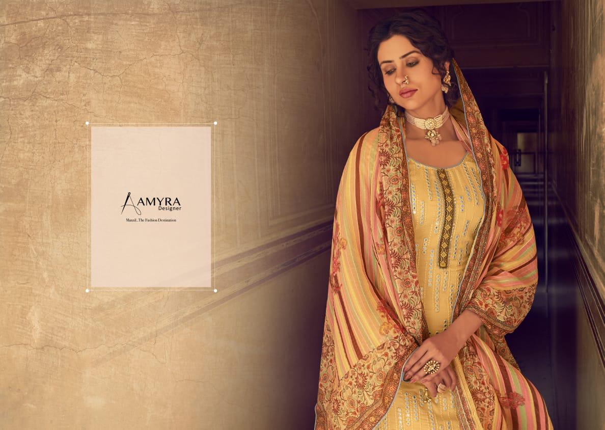 Amyra Designer Qalamkar Designer Embroidered Salwar Kameez Catalog At Wholesale Rate In Surat