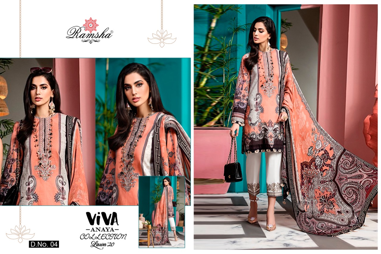 Ramsha Presents Viva Anaya 2020 Luxury Lawn Collection Pakistani Salwar Suits At Wholesale Rate In Surat