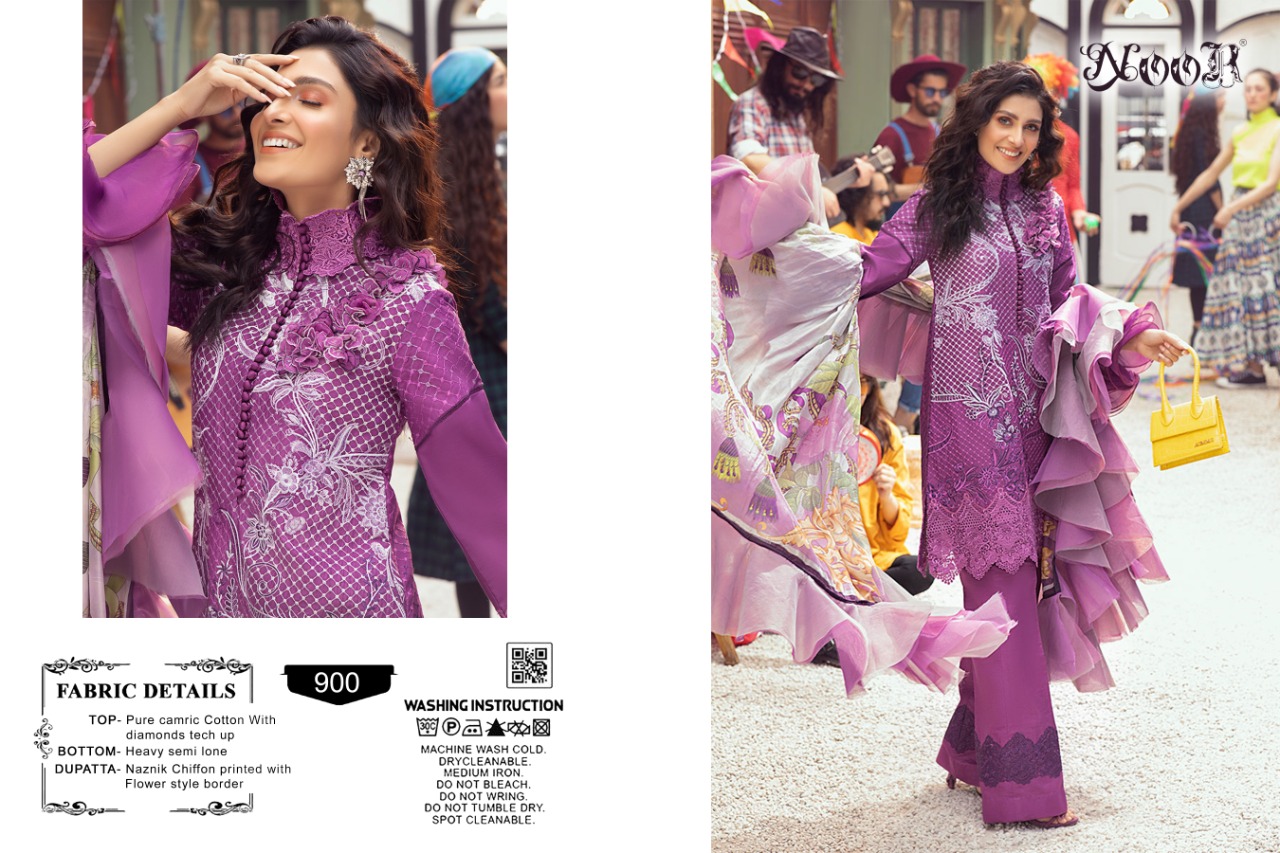 Noor Presents Mushq Nx Pure Cotton With Exclusive Self Embeddedry Premium Pakistani Suits Collections At Wholesale Rate In Surat