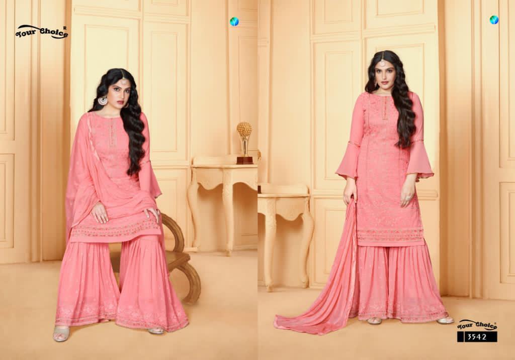 Your Choice Presents Garara  Lakhnavi Work Salwar Suit At Wholesale Rate  In Surat