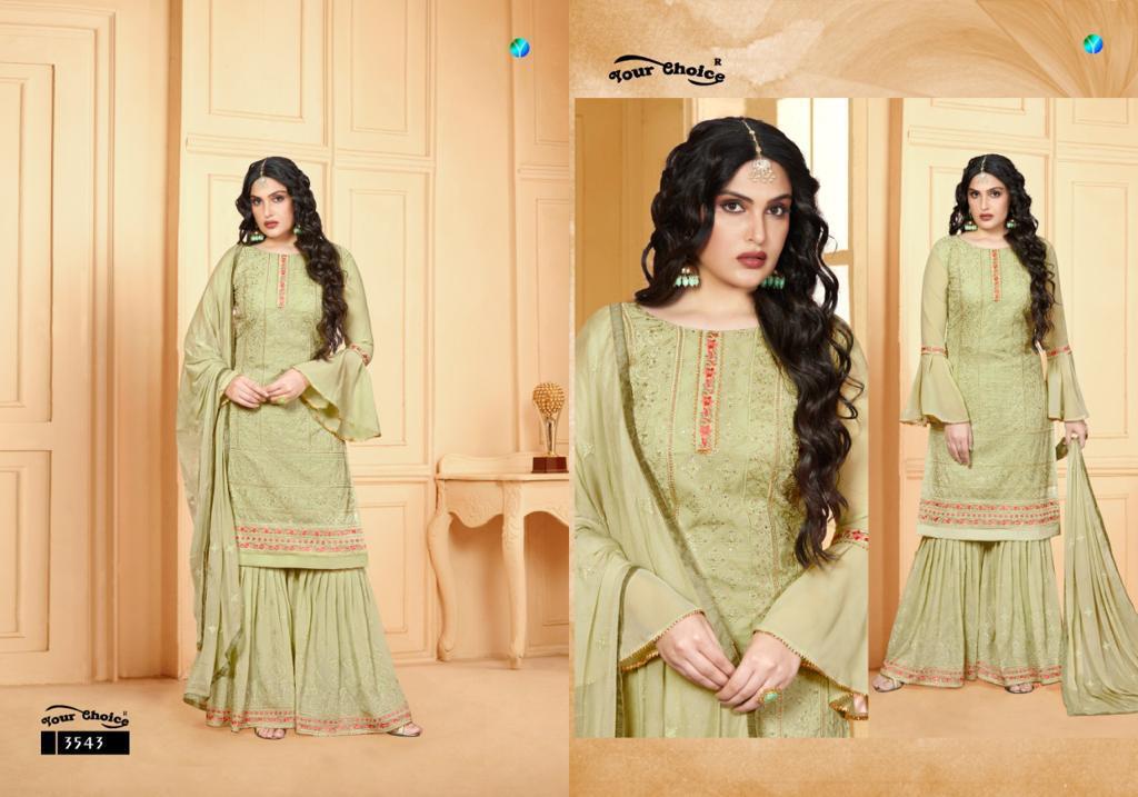 Your Choice Presents Garara  Lakhnavi Work Salwar Suit At Wholesale Rate  In Surat