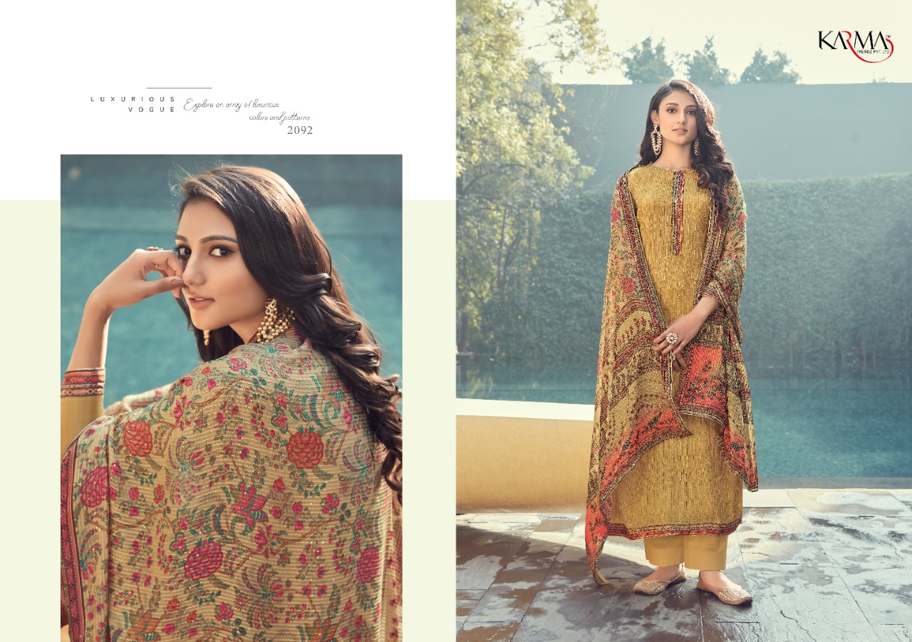 Karma Trandz Presents  Sabah Vol 3 Muslin Embroidery Designer Suits Collections At Wholesale In Surat