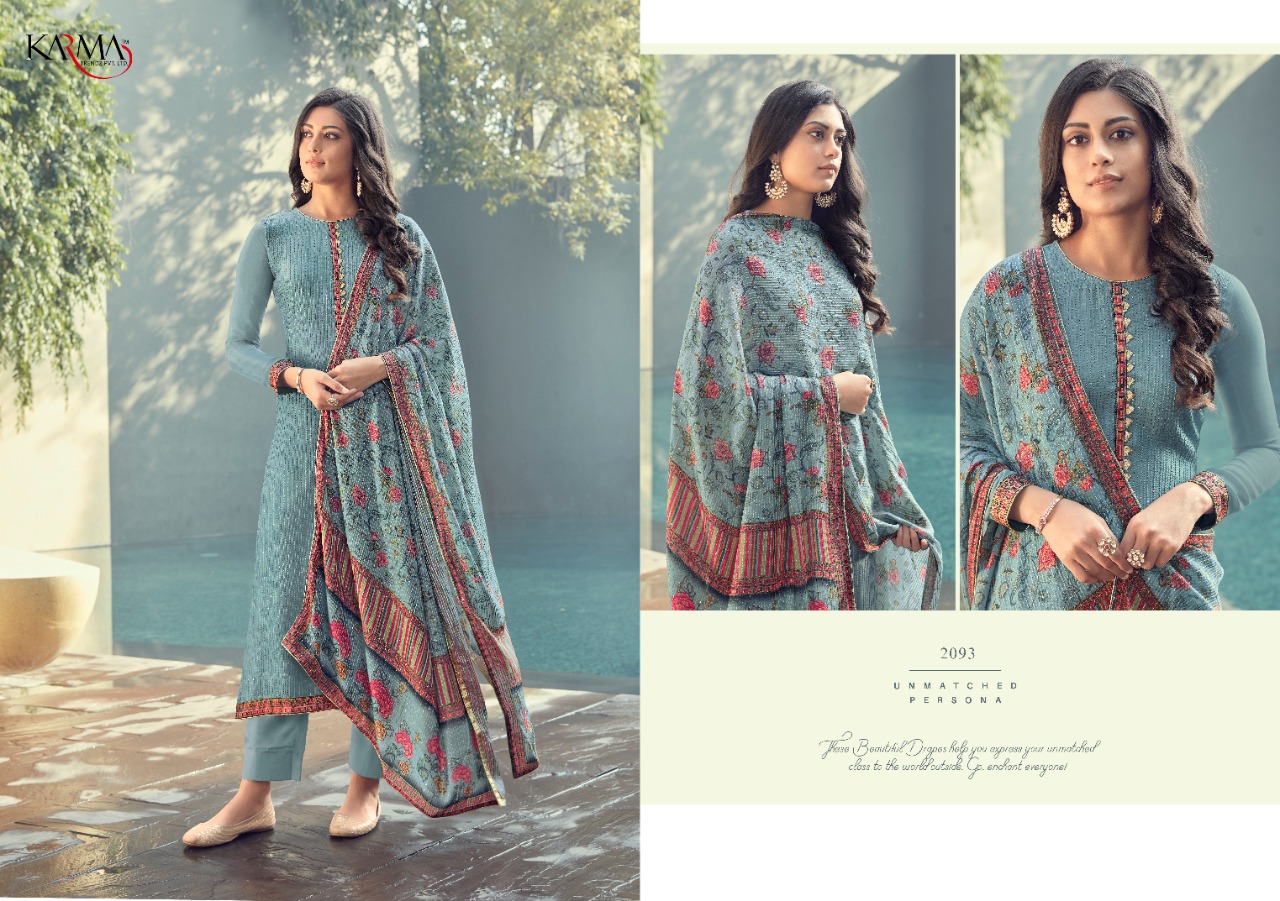 Karma Trandz Presents  Sabah Vol 3 Muslin Embroidery Designer Suits Collections At Wholesale In Surat