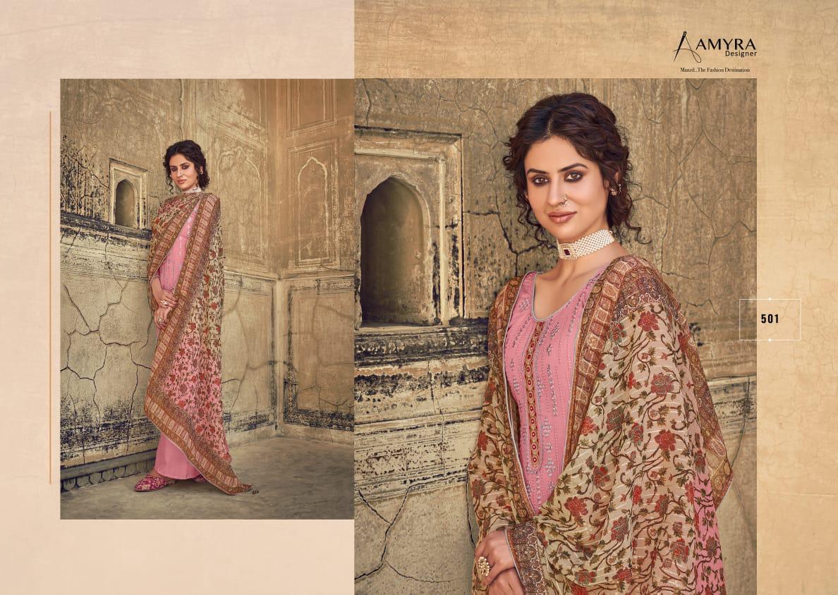 Amyra Designer Qalamkar Designer Embroidered Salwar Kameez Catalog At Wholesale Rate In Surat