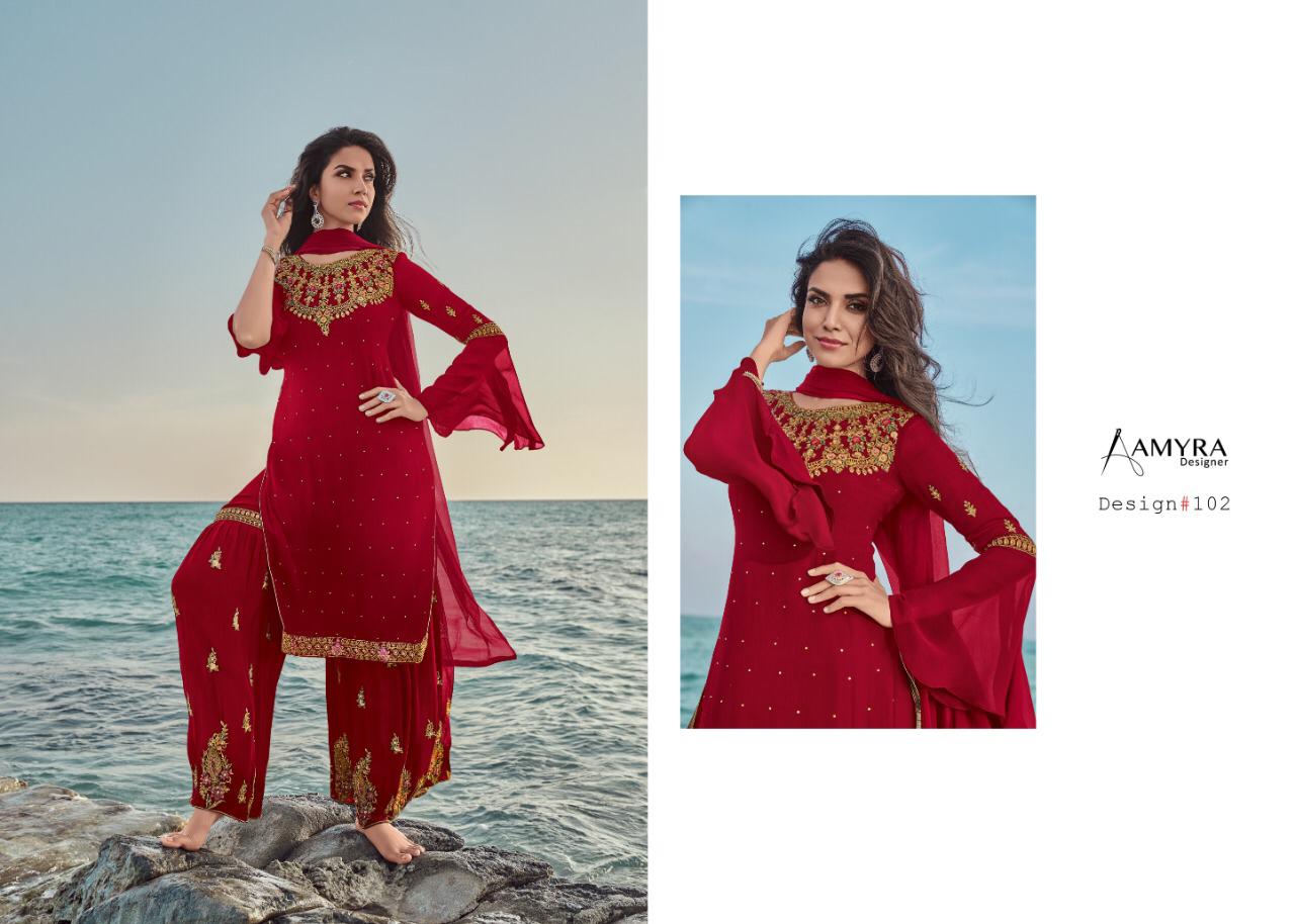Amyra Designer Present Anaya 101-105 Series Salwar Kameez With Heavy Embroidery At Wholesale Rates In Surat