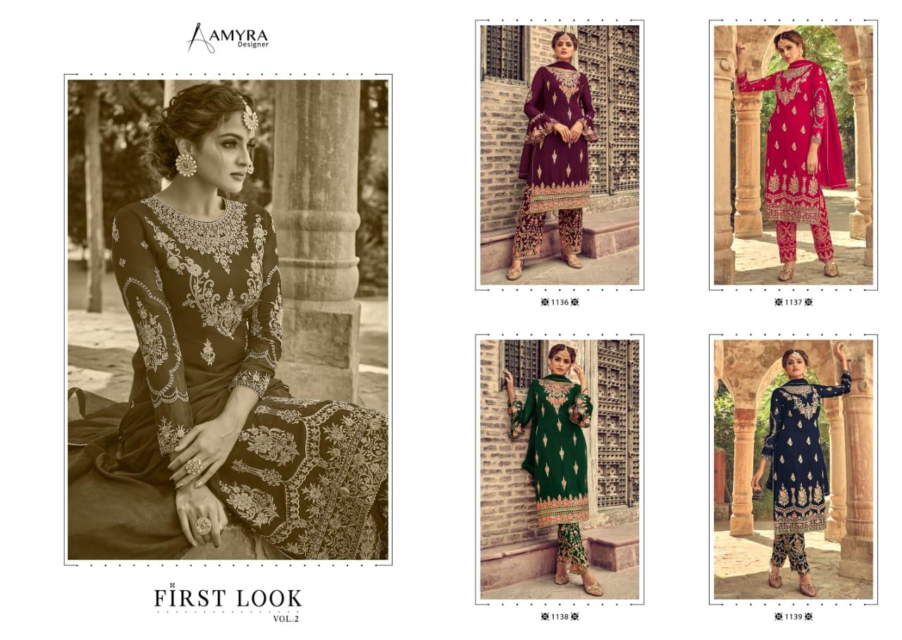 Amyra Designer Presents First Look Vol-2 Heavy Georgette With Heavy Exclusive Embroidery Salwar Kameez Catalog At Wholesale Rate In Surat