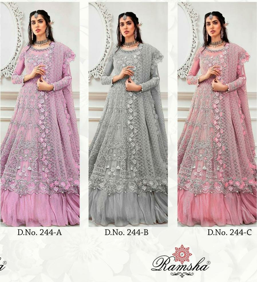 Ramsha R-244 Series Designer Dress Materials By Ramsha At Wholesale Rate In Surat