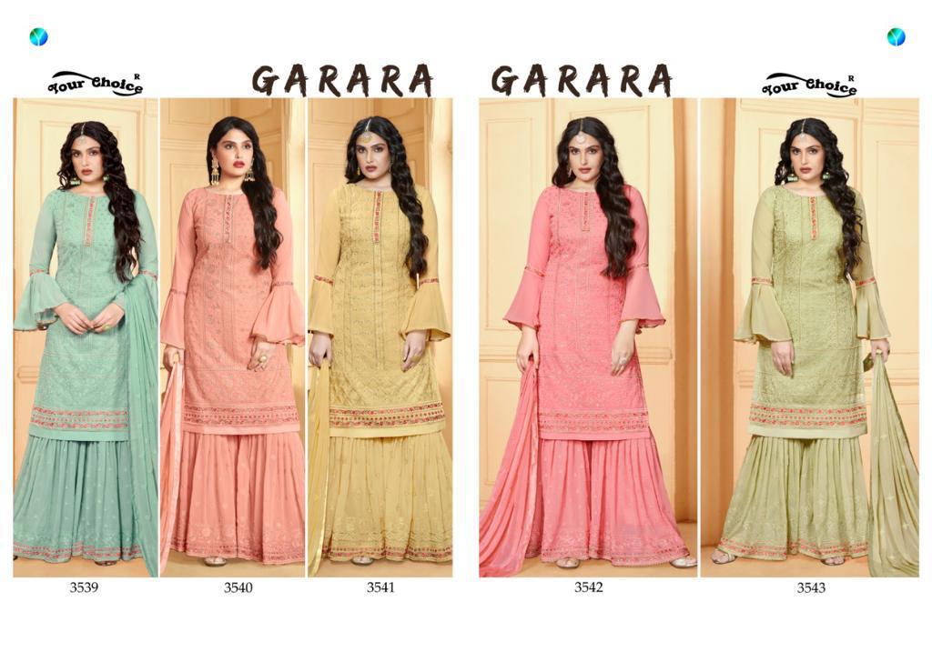 Your Choice Presents Garara  Lakhnavi Work Salwar Suit At Wholesale Rate  In Surat