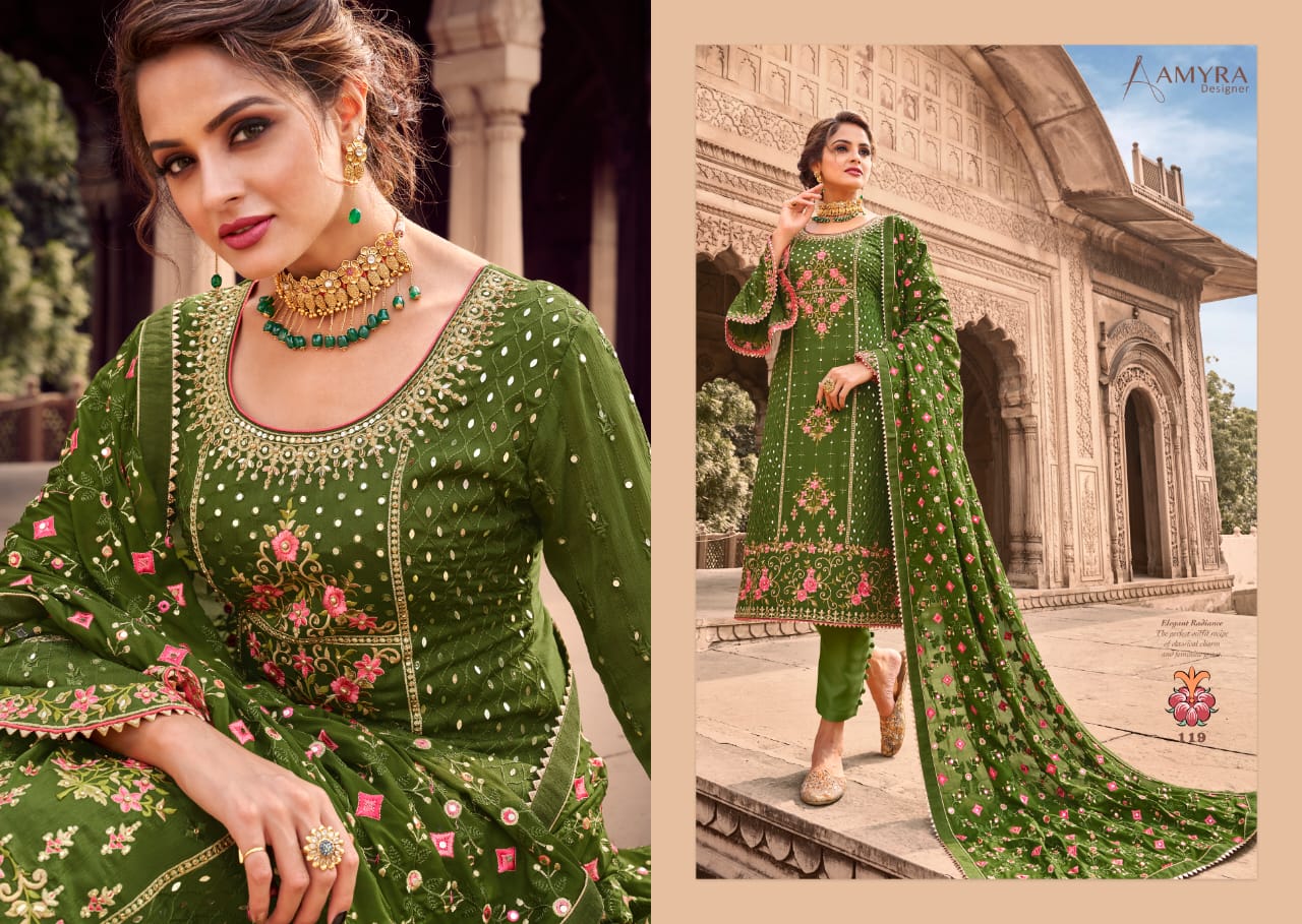 Amyra Designer Presents Aaina Vol-4 Pure Viscose Chinon With Heavy Exclusive Embroidery Designer Suits Collections At Wholesale Rate In Surat