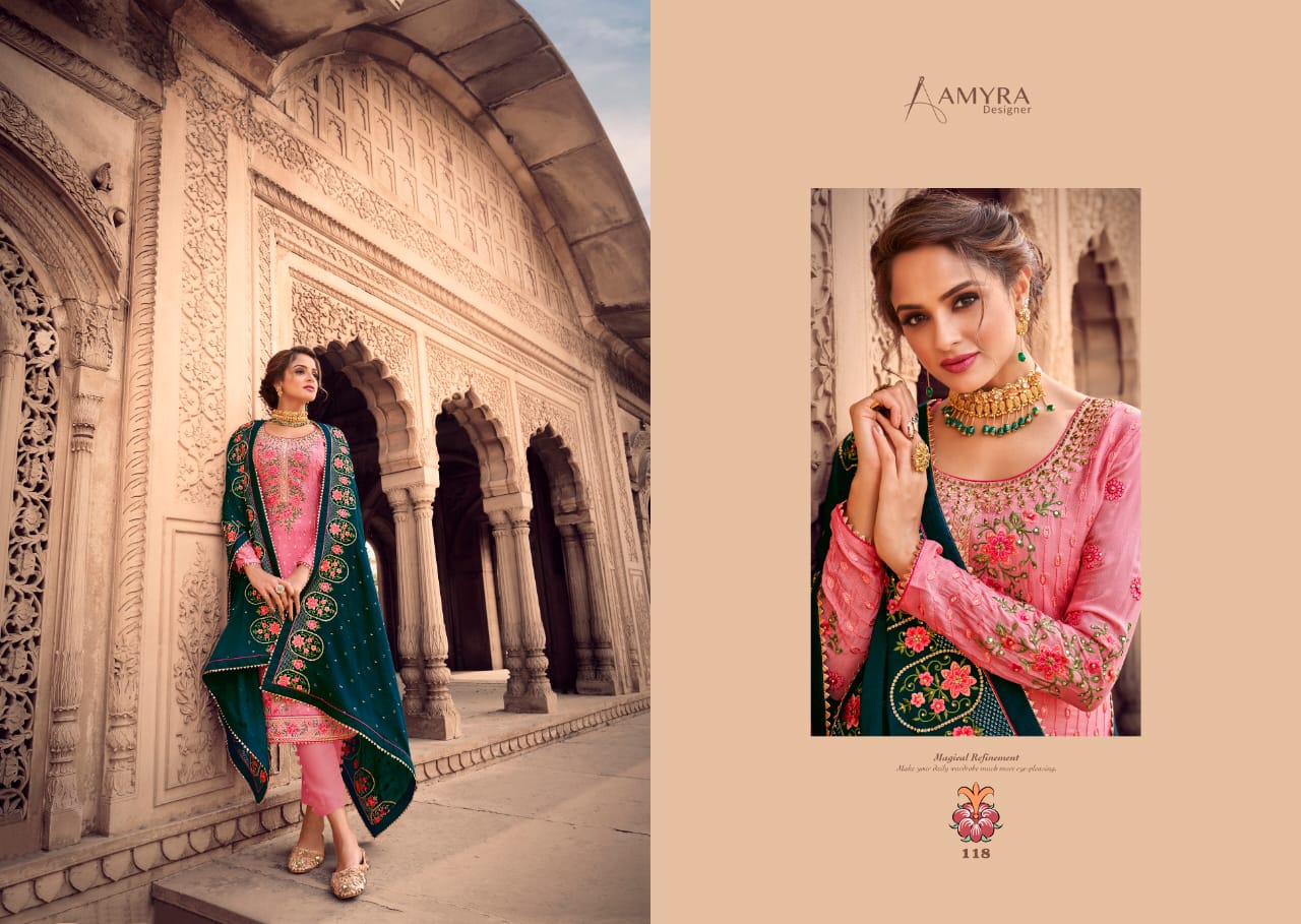 Amyra Designer Presents Aaina Vol-4 Pure Viscose Chinon With Heavy Exclusive Embroidery Designer Suits Collections At Wholesale Rate In Surat