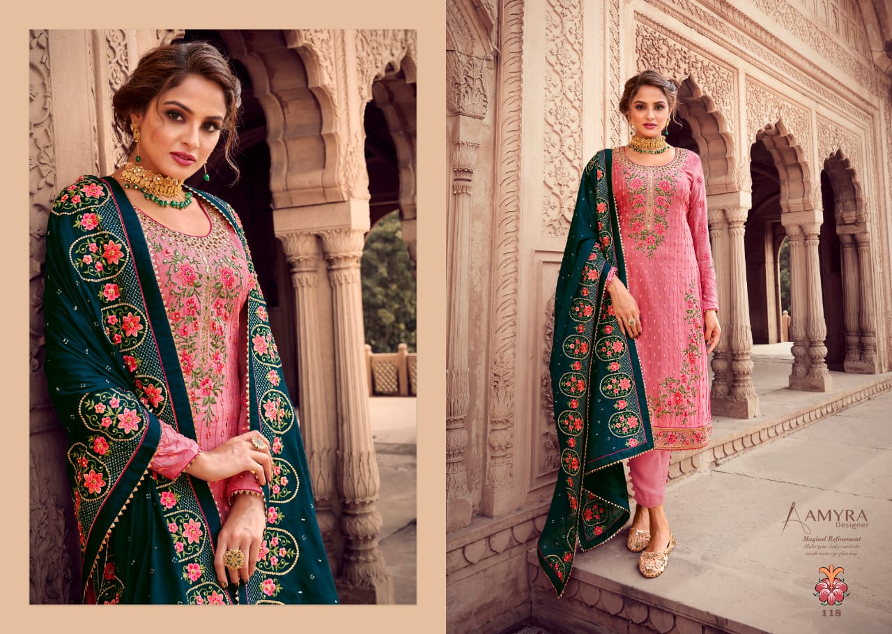 Amyra Designer Presents Aaina Vol-4 Pure Viscose Chinon With Heavy Exclusive Embroidery Designer Suits Collections At Wholesale Rate In Surat