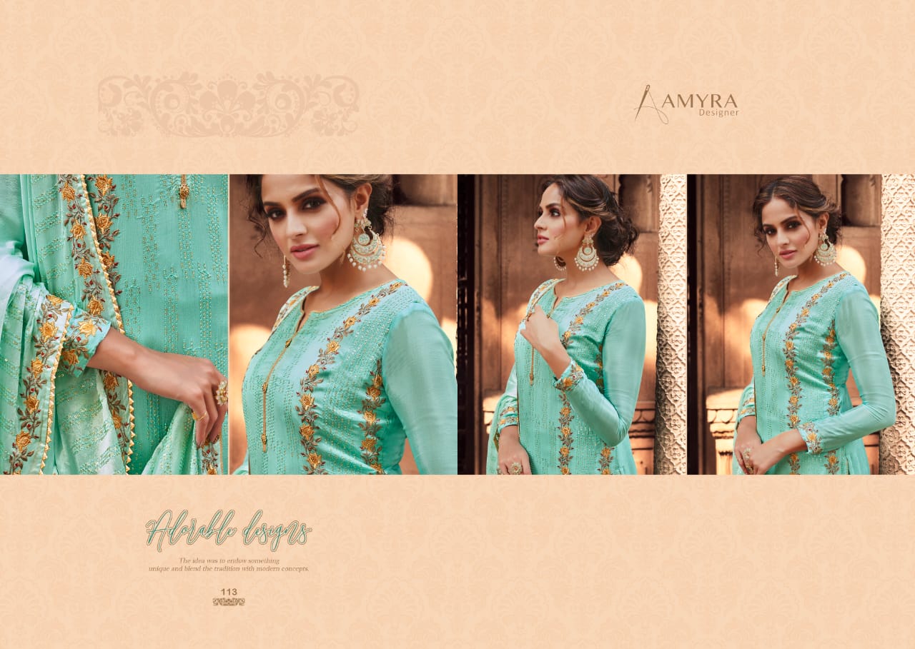 Amyra Designer Presents  Nazrana Vol-3 Pure Viscose Chinon With Heavy Exclusive Embroidery Salwar Kameez Catalog At Wholesale Rate In Surat