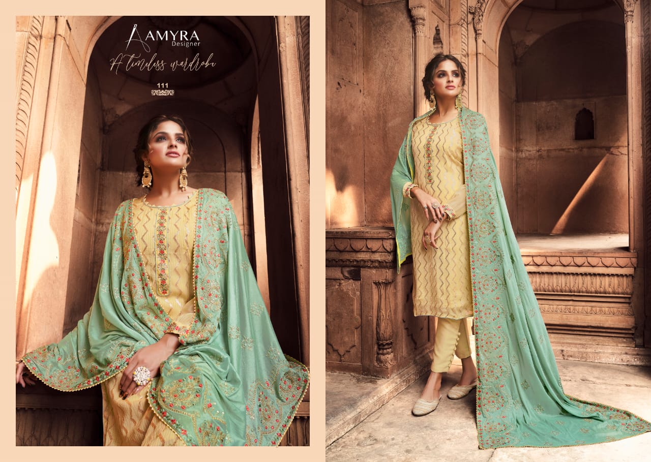 Amyra Designer Presents  Nazrana Vol-3 Pure Viscose Chinon With Heavy Exclusive Embroidery Salwar Kameez Catalog At Wholesale Rate In Surat