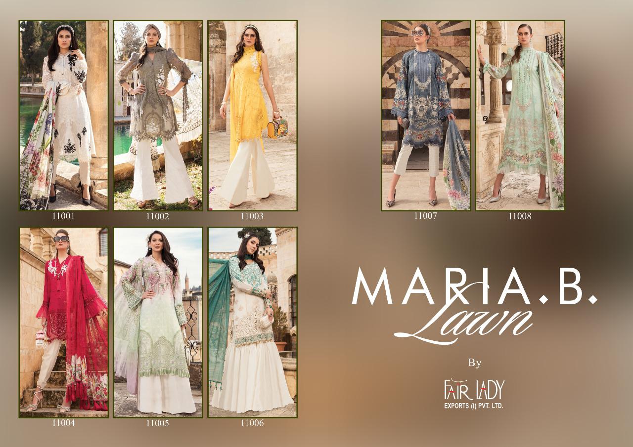 Fairlady Presents Maria B Lawn 11001 To 11008 Pakistani Suit Wholesale Rate In Surat