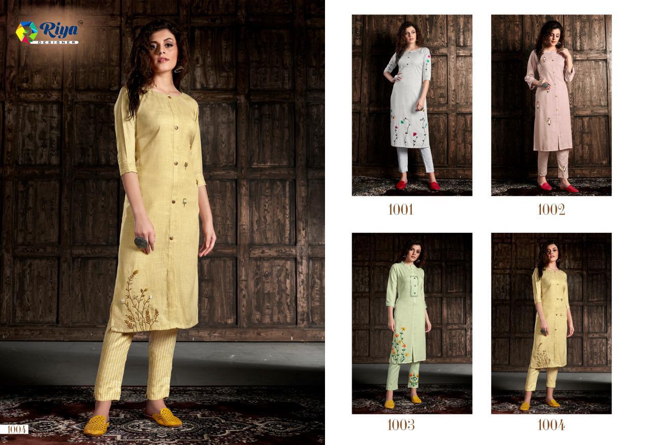Riya Designer Introdusing Glory Rayon Slub Fancy Top And Pant Collection