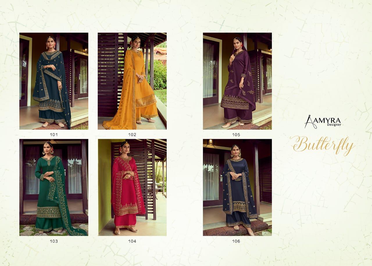 Amyra Designer Presents  Butterfly Satin Georgette With Heavy Work Designer Salwar Kameez  Catalog At Wholesale Rate In Surat