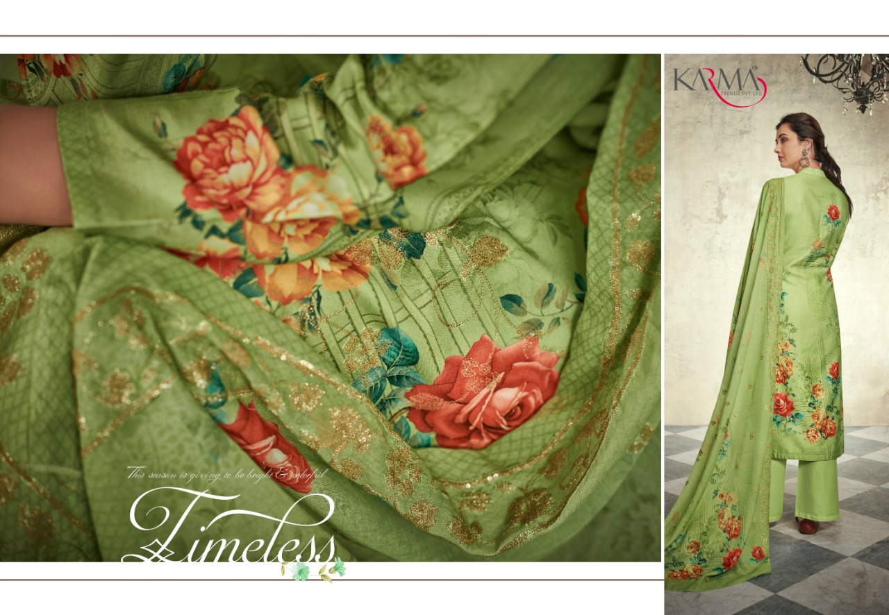 Karma Trandz Presents Riwaaz Heavy Maslin Digital Print Work Suits Catalog At Wholesale Rate In Surat