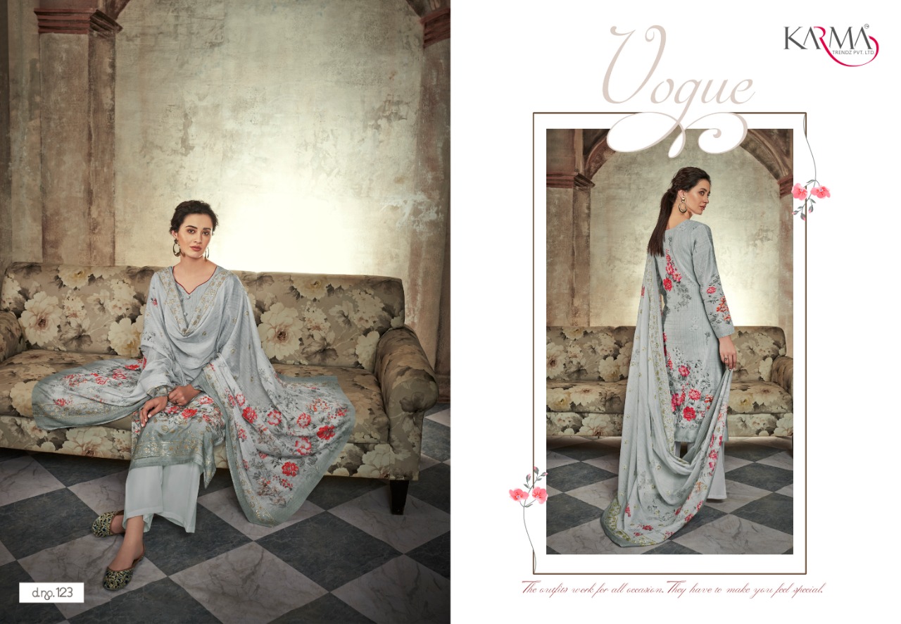 Karma Trandz Presents Riwaaz Heavy Maslin Digital Print Work Suits Catalog At Wholesale Rate In Surat