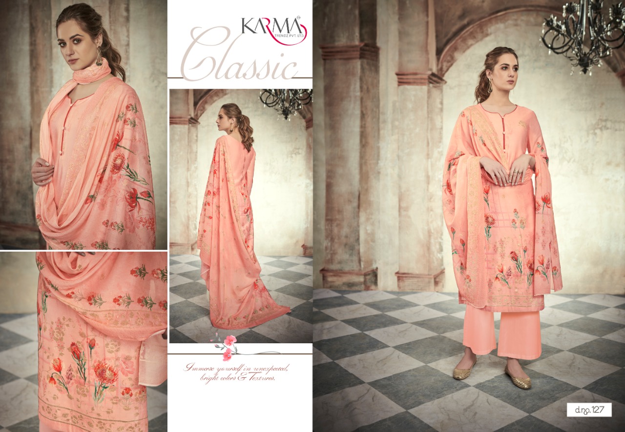 Karma Trandz Presents Riwaaz Heavy Maslin Digital Print Work Suits Catalog At Wholesale Rate In Surat