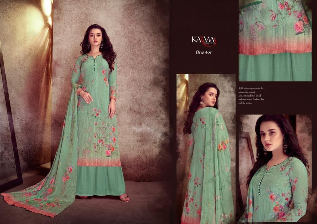 Karma Trandz Presents Qaynat Pure Viscose Georgette Embroiderywork With Digital Printed Fesival Fashion Party Wear  Salwar Kameez At Wholesale Rate In Surat