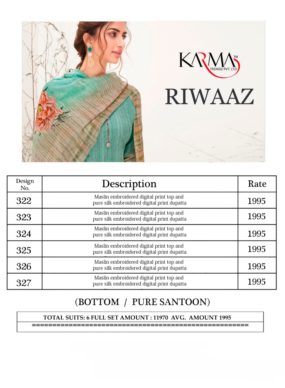Karma Trendz Presents Riwaaz Catalog Wholesale Rate In Surat