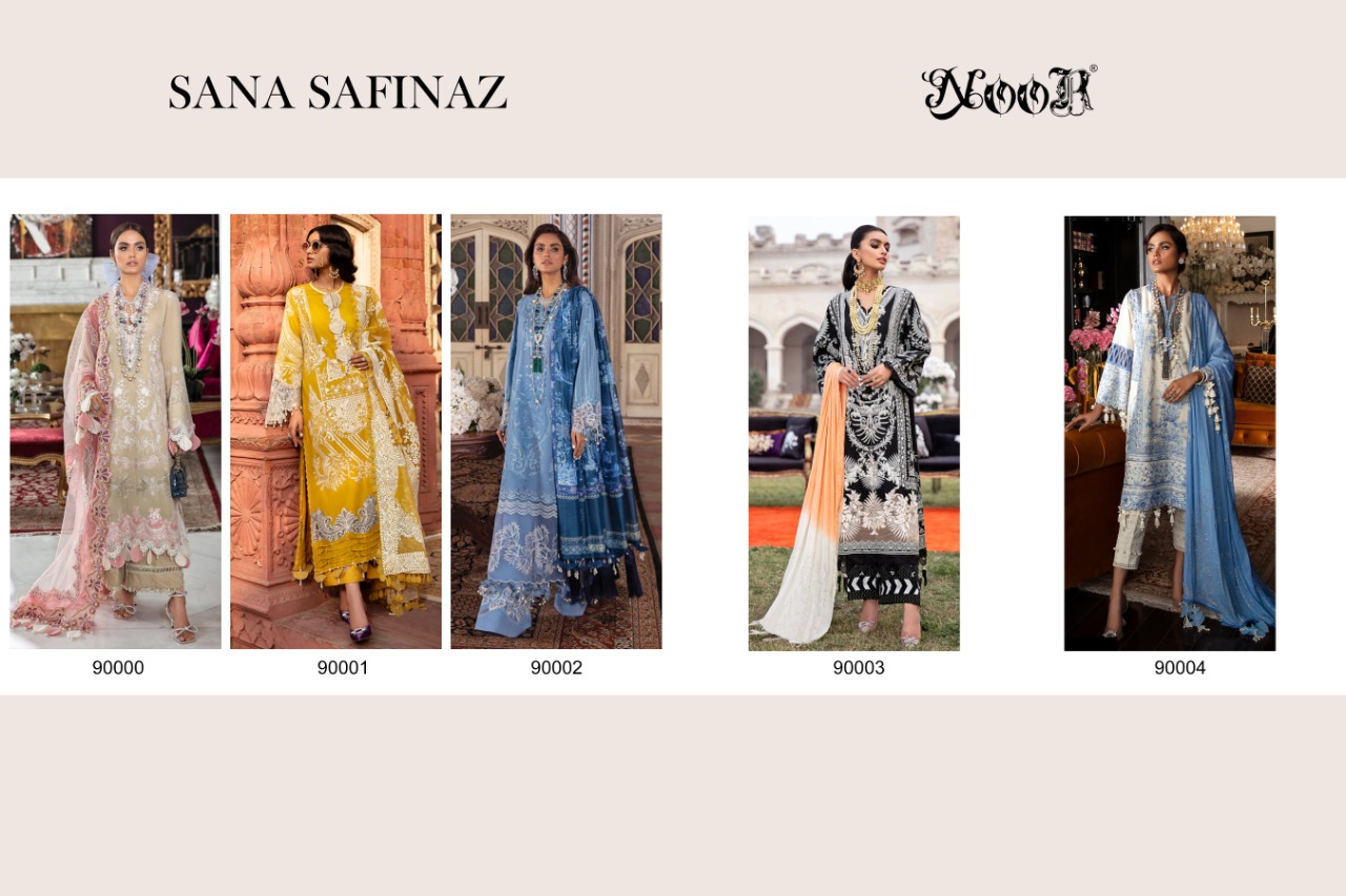 Noor Presents  Sana Safinaz Pure Camric Cotton With Exclusive Embroidery Pakistani Suits Catalog At Wholesale Rate In Surat