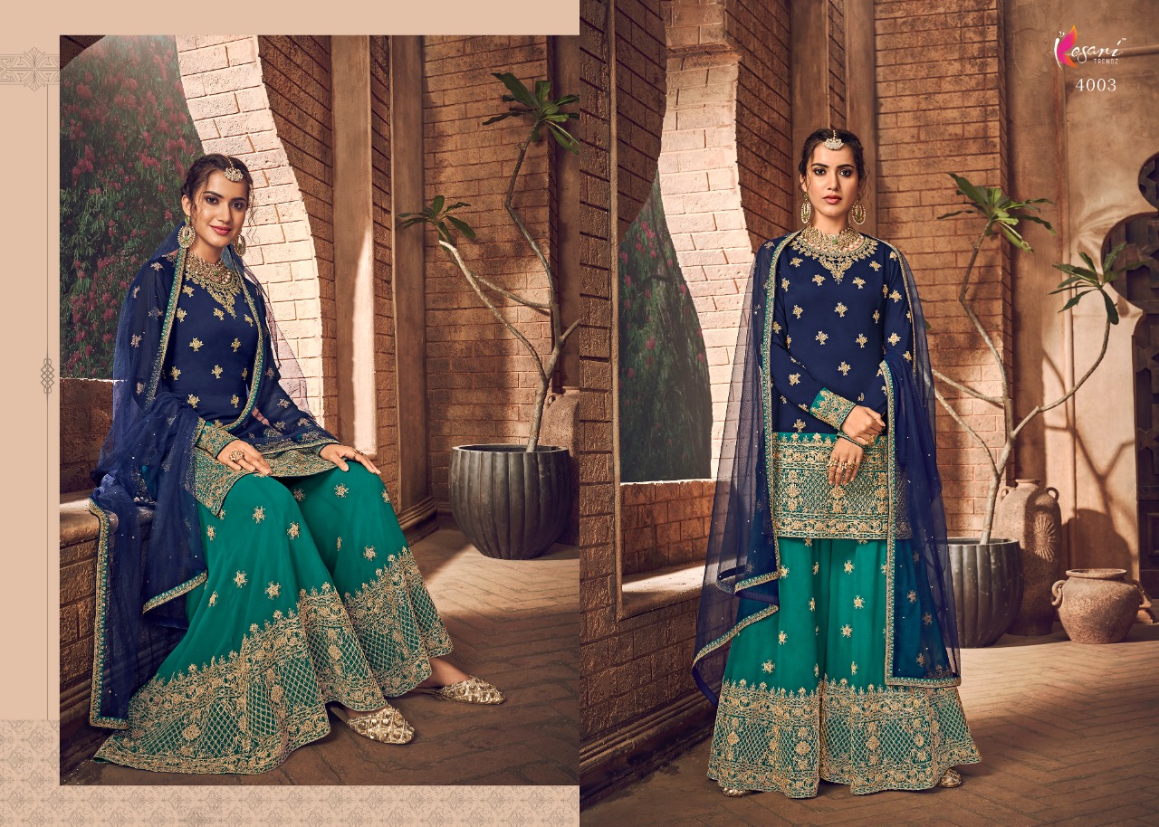 Kesari Trendz  Introdusing Nazmaa Vol 1by  Georgette Embroidery Palazzo Style Salwar Kameez