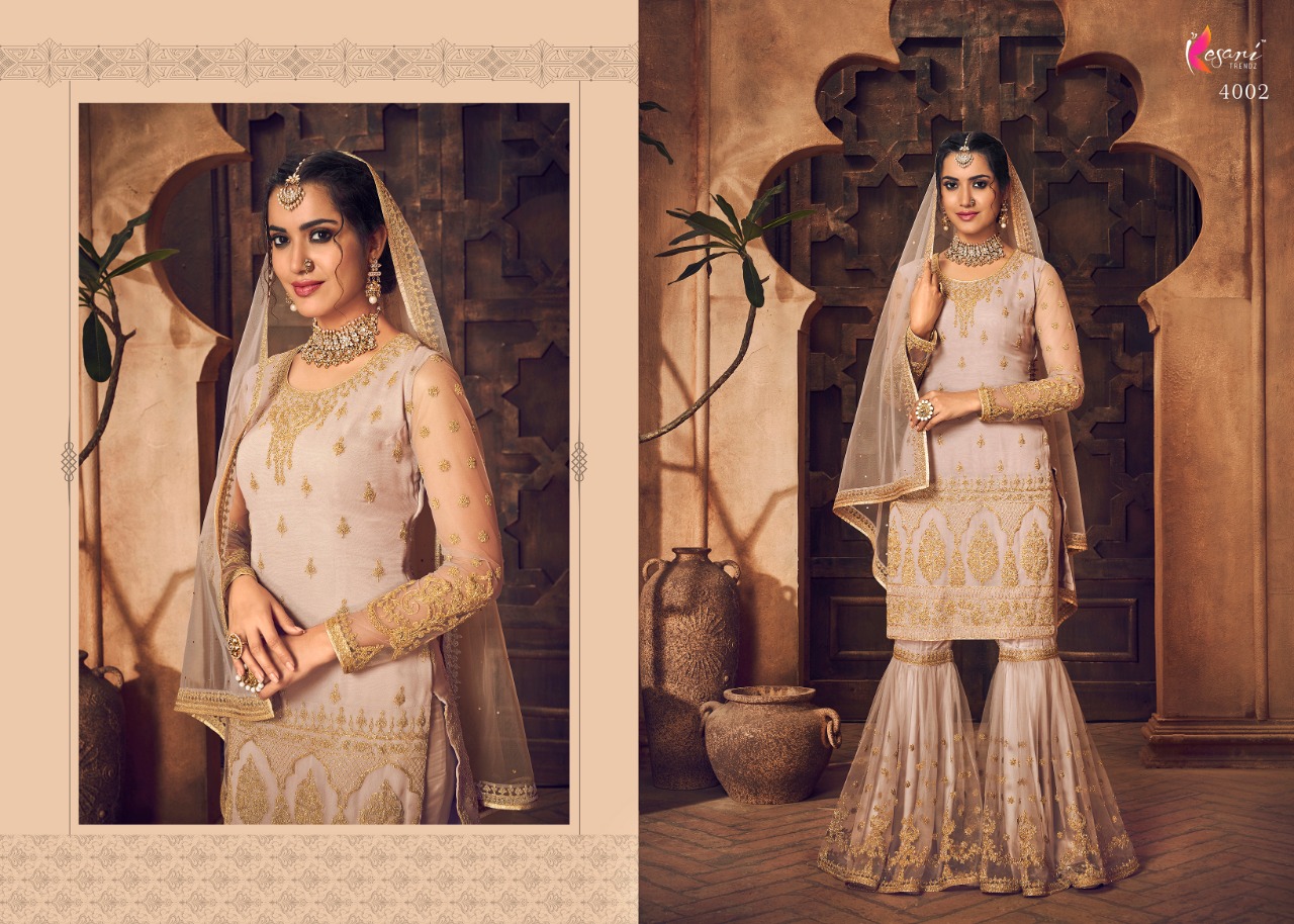 Kesari Trendz  Introdusing Nazmaa Vol 1by  Georgette Embroidery Palazzo Style Salwar Kameez