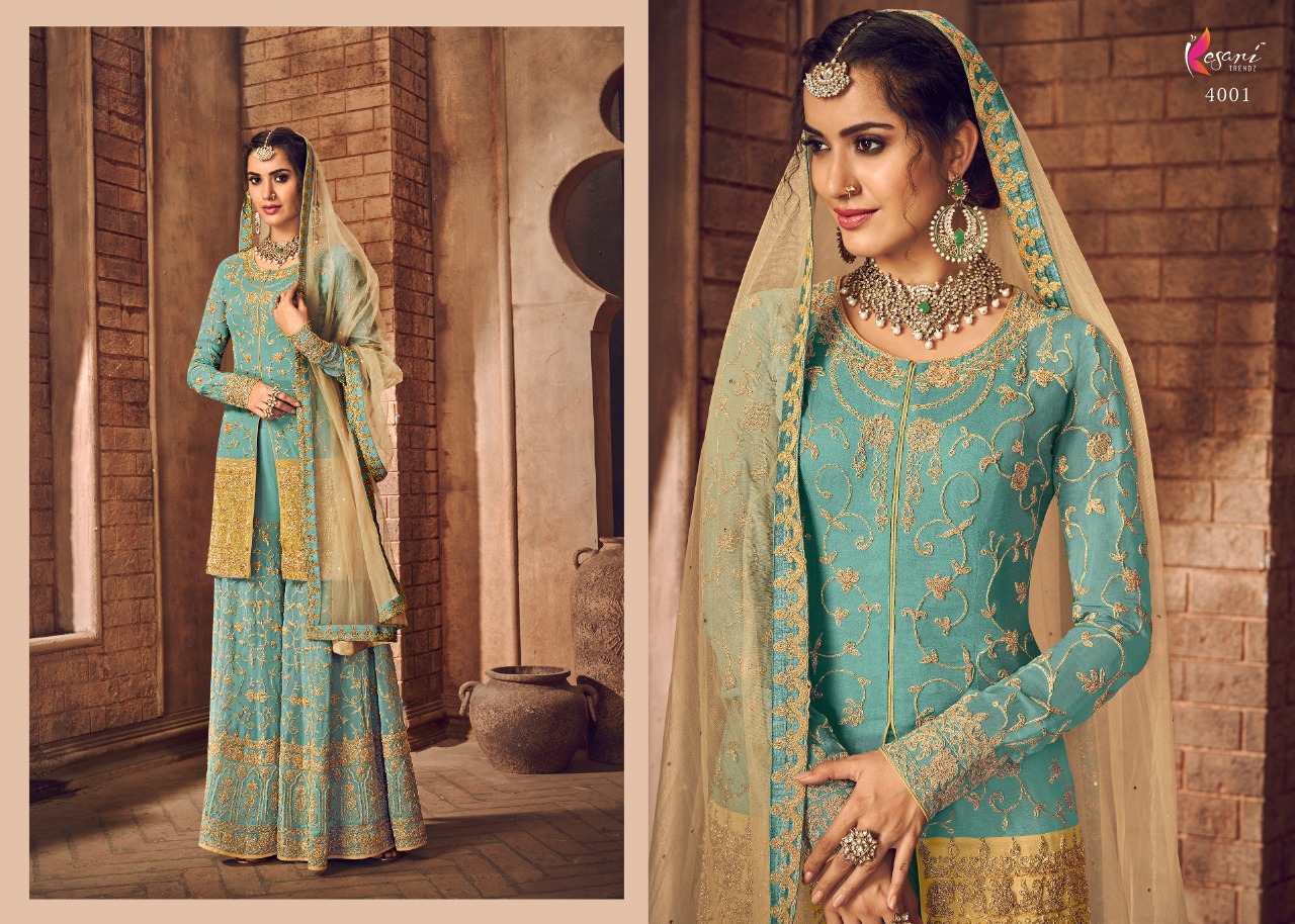 Kesari Trendz  Introdusing Nazmaa Vol 1by  Georgette Embroidery Palazzo Style Salwar Kameez
