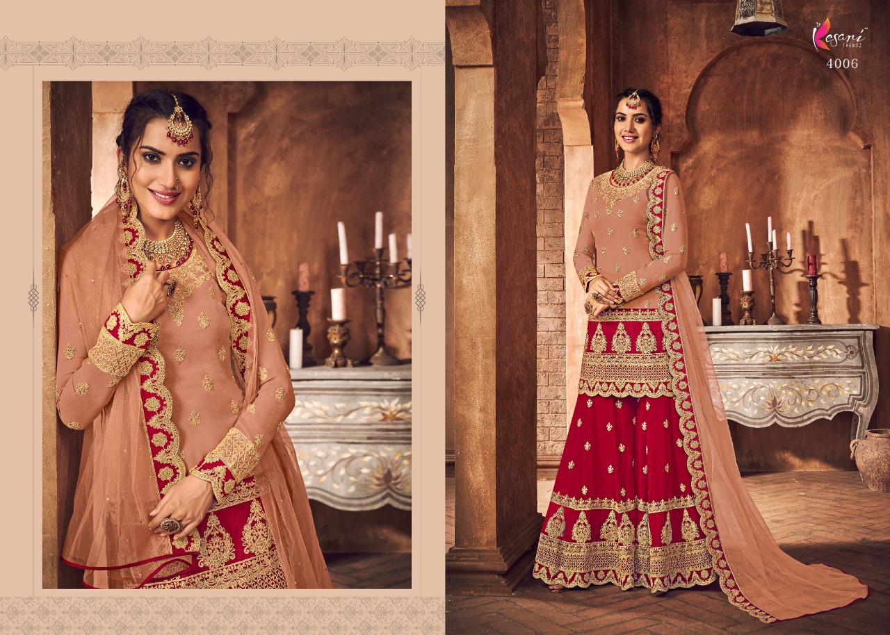 Kesari Trendz  Introdusing Nazmaa Vol 1by  Georgette Embroidery Palazzo Style Salwar Kameez