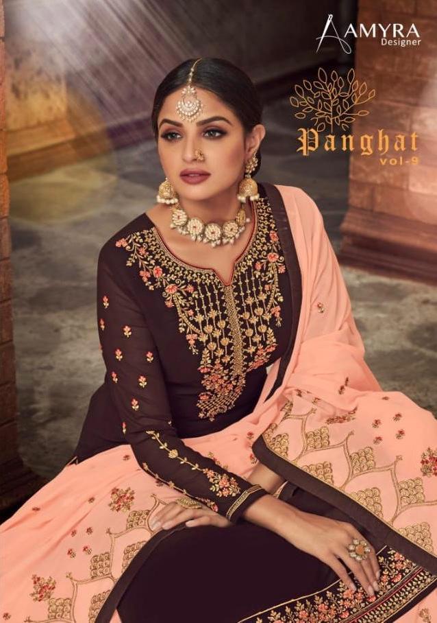 Amyra Designer Presents Panghat Vol-9 Georgette With Heavy Embroidery Work Salwar Kameez At Wholesale Rate In Surat