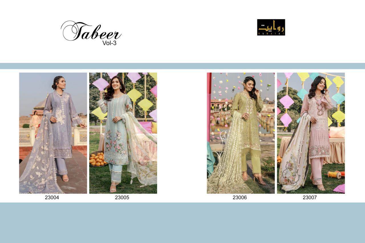 Rawayat Present Tabeer Vol 3 Cotton With Embroidery Work Pakistani Suits Collection At Wholesale Rate In Surat