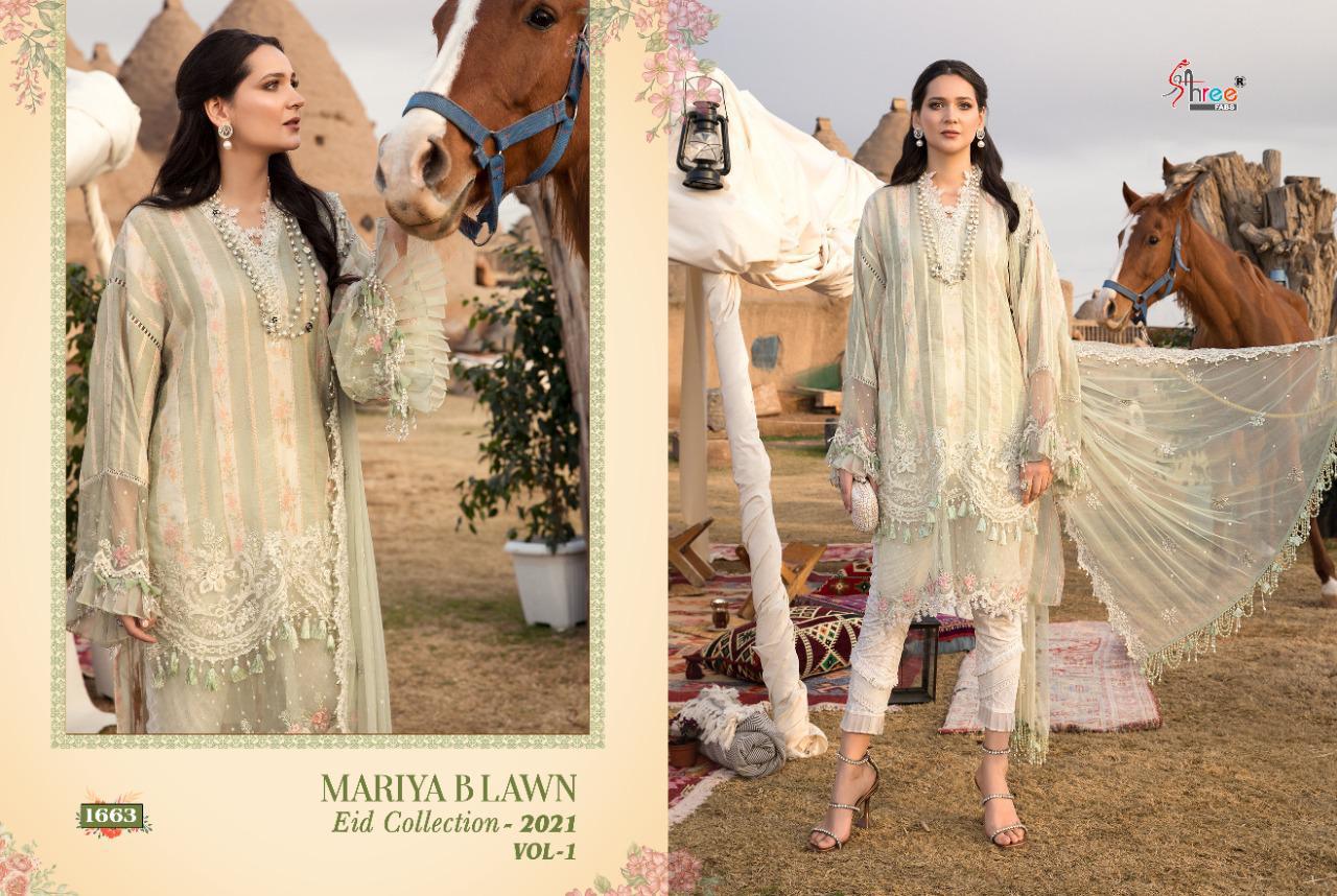 Shree Fabs Presents Mariya B Lawn Eid Collection 2021 Vol-1 Pure Lawn Cotton Print With Exclusive Heavy Patch Embrodery At Wholesale Rate In Surat