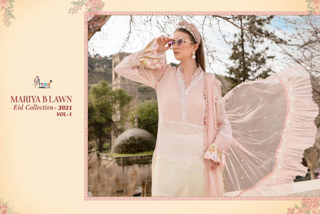 Shree Fabs Presents Mariya B Lawn Eid Collection 2021 Vol-1 Pure Lawn Cotton Print With Exclusive Heavy Patch Embrodery At Wholesale Rate In Surat