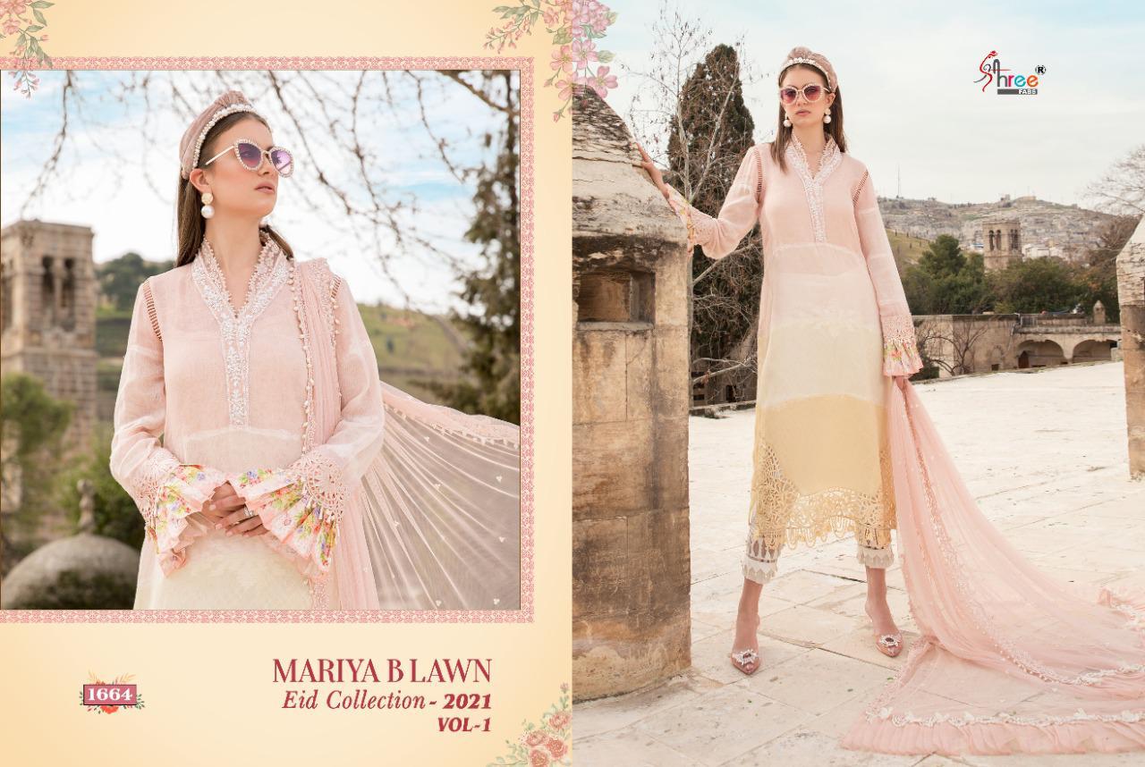Shree Fabs Presents Mariya B Lawn Eid Collection 2021 Vol-1 Pure Lawn Cotton Print With Exclusive Heavy Patch Embrodery At Wholesale Rate In Surat