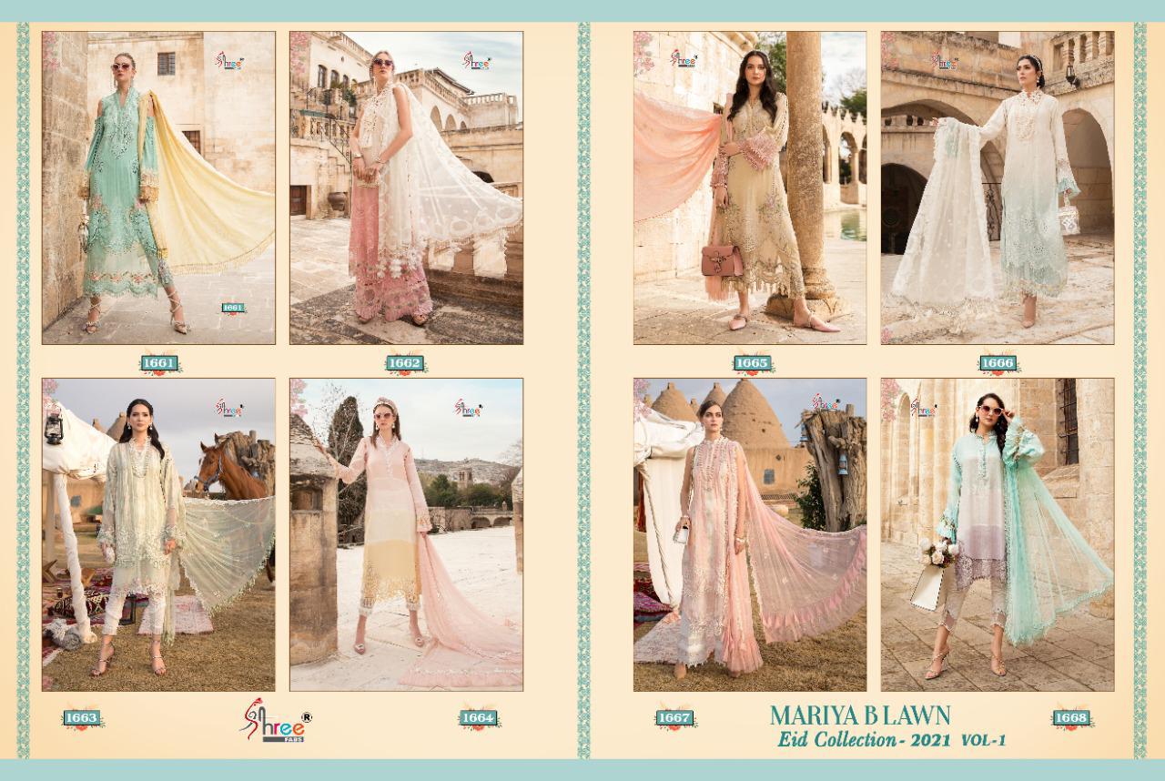 Shree Fabs Presents Mariya B Lawn Eid Collection 2021 Vol-1 Pure Lawn Cotton Print With Exclusive Heavy Patch Embrodery At Wholesale Rate In Surat