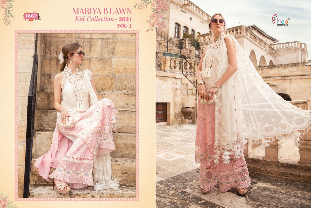 Shree Fabs Presents Mariya B Lawn Eid Collection 2021 Vol-1 Pure Lawn Cotton Print With Exclusive Heavy Patch Embrodery At Wholesale Rate In Surat