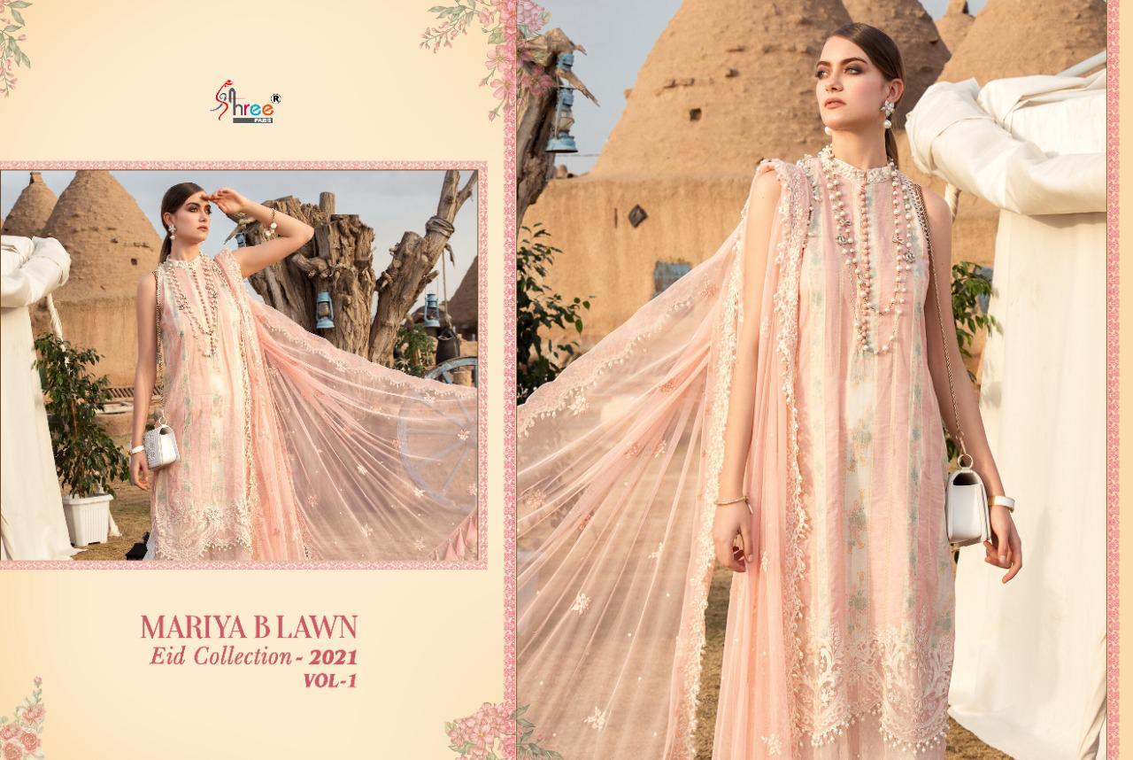 Shree Fabs Presents Mariya B Lawn Eid Collection 2021 Vol-1 Pure Lawn Cotton Print With Exclusive Heavy Patch Embrodery At Wholesale Rate In Surat