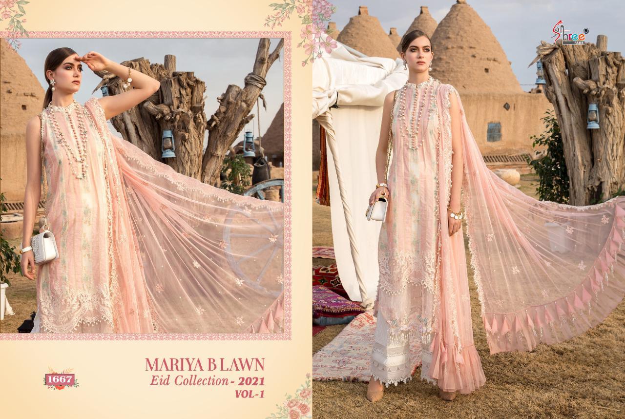 Shree Fabs Presents Mariya B Lawn Eid Collection 2021 Vol-1 Pure Lawn Cotton Print With Exclusive Heavy Patch Embrodery At Wholesale Rate In Surat